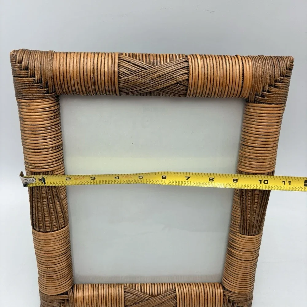Vintage Wicker Rattan 8x10 Photo Frame Tabletop Wall Hanging Boho Coastal